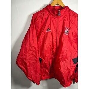 Vintage Adidas Nebraska Football Windbreaker Jacket Red Black Mens XL Full Zip